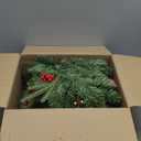 Christmas Garland with Lights, 9FT Prelit Christmas Garland Battery Operated Christmas Wreath with Pine Cones, Red Berries, Artificial Xmas Garland for Mantle, Fireplace, Stairs, Outdoor Decorations