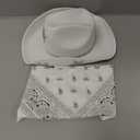 Cowgirl Hat for Women Men Sequin Rhinestone Western Adults Cowboy Hat with Sunglasses Bandanas