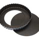 Matfer Bourgeat Exopan Fluted Tart and Quiche Pan with Removable Bottom, 9 1/2" Diameter, Dark Gray