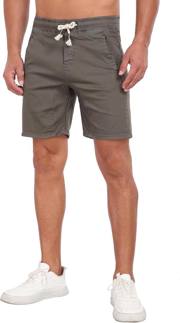 WAYRUNZ Chino Shorts Mens Shorts with Elastic Waistband