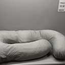 Momcozy Pregnancy Pillows with Cooling Cover, U-Shaped Full Body Maternity Pillow for Side Sleepers 57 Inch - Support for Back, Hip, Belly, Legs for Pregnant Women (Grey- Cooling Fabric)