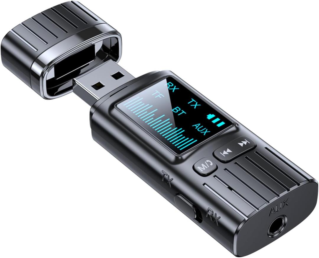 USB Bluetooth 5.4 Transmitter Receiver, 2 in 1 Mini Wireless Audio Adapter, 3.5mm Bluetooth AUX Adapter for TV PC Speakers Car/Home Stereo System, USB Power Supply