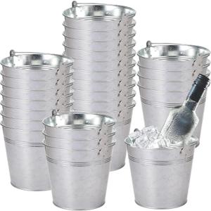 Didaey 24 Pack Galvanized Metal Buckets Bulk 6 Inch Small Ice Buckets Iron Candy Pail with Handle for Garden Planters Vase Table Centerpieces Crafts Wedding Party Favors Accessories Decorations