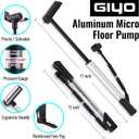 GIYO Mini Bike Floor Pump with Gauge Portable & Lightweight Bike Tire Pump, Aluminum High Pumping Volume Presta/Schrader Frame Mounting Taiwan Made (GM-641)