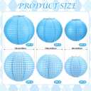 12 Pcs Blue Gingham Paper Lanterns Folding Hanging Chinese or Japanese Round Paper Lanterns for Boy Baby Shower, Birthday, Wedding, Picnic, BBQ & Mamma Mia Party Decor