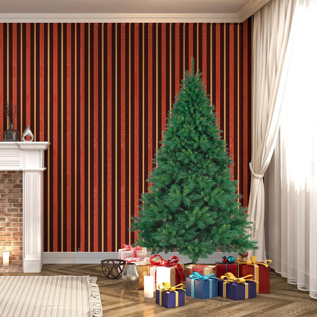 PLKO 5FT Artificial Holiday Christmas Tree, Artificial Christmas Tree Xmas Pine Tree with Stand and Soft White Branch for Holiday Indoor Outdoor, 450Tips