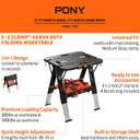 Pony Portable Folding Work Table, 2-in-1 as Sawhorse & Workbench, 31 W25 D25-35H, Large Load Capacity with 4pcs Clamps, 4pcs Bench Dogs
