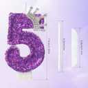 4 x Birthday Number 6 Candles,Purple Crown Birthday Candles for Cake,Glitter Sequins Number Candle Cake Topper Sequins for Anniversary Supplies Birthday Party Wedding Decoration (Purple, Number 6)