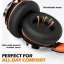 AILIHEN Kids Headphones, Headphones Wired with Microphone and Volume Control Folding Stereo Corded On-Ear 3.5mm Headset for Boys Girl Cellphones Tablets Chromebook Laptop Computer (Black/Orange)