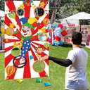 TONIFUL Carnival Toss Game Banner with 4 Bean Bags 6 Holes for Party, Indoor Outdoor Activities,Throwing Carnival Theme Party,Adults Birthday