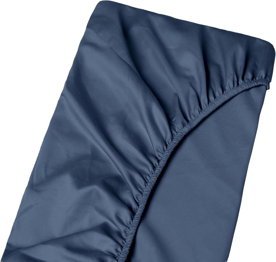 California Queen Size Fitted Sheet Only - 1000-Thread Count, 15 inches Deep Pockets Fitted Sheet, Soft, Smooth, Cooling, Sateen Weave - Mediterranean Blue Color