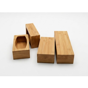 4 Pack Bamboo Tissue Box, Rectangular Wooden Tissue Holder for Bathroom, Bedroom, Office, Natural