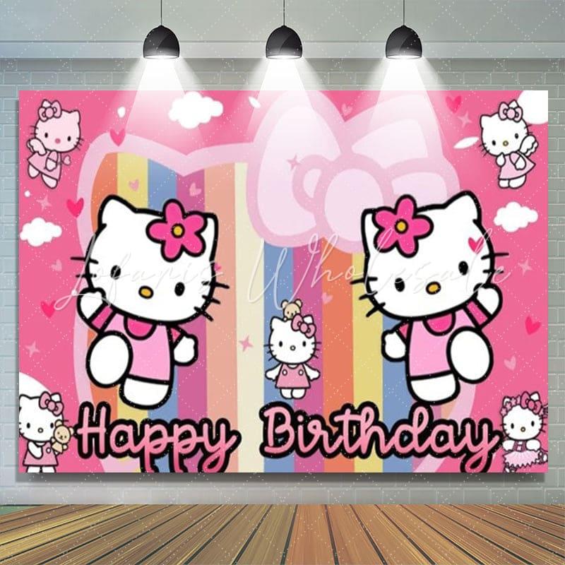 Cute Cat Birthday Party Backdrop Photo Background Cartoon Cat Birthday Party Decorations Banner Cartoon Cat Theme Photography Backdrop
