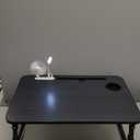 Laptop Desk for Bed Height Adjustable, Lap Bed Table with USB/Storage Drawer/Cup Holder/Tablet Stand/Book Shelf, Foldable Breakfast Tray Portable for Reading Writing, Sofa & Floor, Black