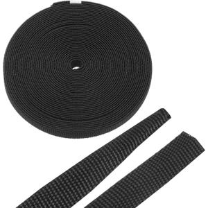 MECCANIXITY Braided Cable Sleeves Heat Shrinkable Fabric Sleeving, 1/4" 26ft Black 2:1 Ratio Heat Shrinkable Cord Protector for Harness Cable, Network Cable Protection, Cable Management