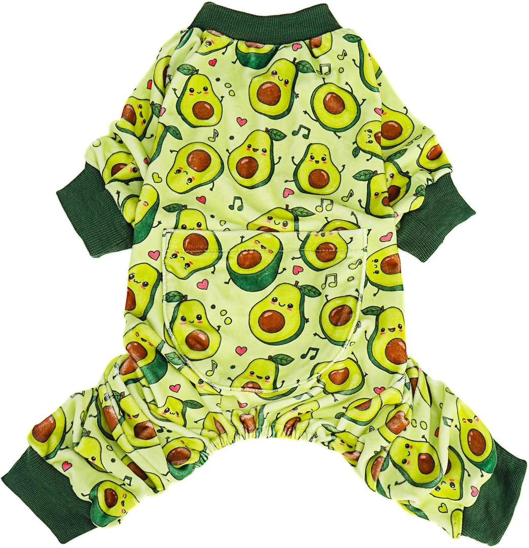 PUPTECK Soft Fleece Dog Pajamas for Small Medium Dogs, Dog Onesie Puppy Sweaters Clothes Jumpsuit Pjs, Cute Jammies Cat Coat Pet Costume Apparel, Green M (Medium(CHEST 18", BACK 12"))