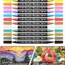 Easter Basket Stuffers for Teens,12 Colors Acrylic Paint Markers Set, Art Supplies Including Acrylic Paper Pad 5.5x8.5 In, 20 Sheets 246lb/400gsm - Ideal Gifts for Artists & Adults.