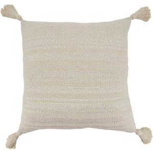 SARO LIFESTYLE Thea Collection Shimmer Line Design Throw Pillow Cover, 22", Natural (22" x 22" (Pack of 1), 717)