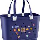 X-Large Rubber Beach Tote Bag, 18.9 "L x 9.4 "W x 13.8 "H Waterproof EVA Beach Totes with Zipper Pocket