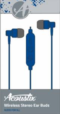 Acoustix Wireless Stereo Earbuds, Blue
