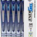 Pentel EnerGel PEARL Retractable Liquid Gel Pen, 0.7mm Medium Line, Needle Tip, Blue Ink, 12 Pack Window Box