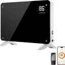 SUNDATE Convection Heater Wifi Control, Indoor Space Heater, 1500W Electric Heating with Remote Control, Digital Display, Fast Heating, 24H Timers for Living Room, Bedroom, Office (Black W/White)
