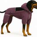 LOVELONGLONG Waterproof Dog Raincoat with Removable Hood  Outdoor Full Body Dog Jacket, Windproof Snowproof Shell Suit  All Season Pet Rain Gear Plum Purple L (L (Back 16.5"))