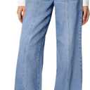 Sidefeel Women's Wide Leg Jeans High Waisted Stretchy Straight Leg Jeans Trendy Seamed Front Loose Denim Pants (12, Iceland Blue)