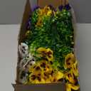 Rowfad 18 Pcs Artificial Fake Pansy Flowers for Outdoor, Faux Silk Pansies Spring Flowers for Outside for Planter Front Door Porch Yard Patio Window Box Home Decor (18, Purple, Yellow, White)