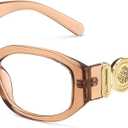 FEISEDY Trendy Blue Light Reading Glasses for Women and Men, Vintage 90s Anti-Glare Readers B0317