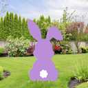 CMUSKO Easter Outdoor Decorations-Easter Bunny Yard Signs with Stakes Large Rabbits Party Supplies for Spring Easter Lawn Garden Welcome Decoration (Purple)
