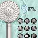 SR SUN RISE Filtered Shower Head with Handheld High Pressure 9 Spray Mode Showerhead Detachable Shower Head Water Softener Filters Beads for Hard Water Remove Chlorine 1 Filter Brushed Nickel