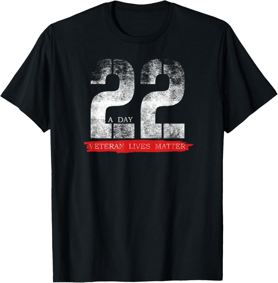 22 A Day Veteran Lives Matter Suicide Awareness T-Shirt T-Shirt (Gray, XXL)