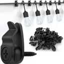 Outdoor String Lights Clips, Weatherproof Cable Hanger Hooks for Hanging Fairy Lights, Holiday Decor - Black, 50 Pack