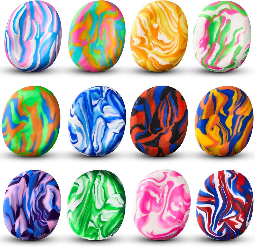 Honeydak 12 Pcs Thumb Worry Stone Worry Stones for Anxiety Clay Anxiety Stone Colorful Stress Soothing Easy to Carry, 12 Styles