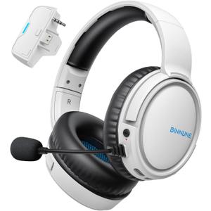 BINNUNE Xbox Wireless Gaming Headset with Mic, Lightweight Over-Ear Comfort for Long Gaming Sessions, Low Latency Wireless + Bluetooth, Flip-to-Mute Noise Cancelling Mic, 50mm Drivers, 40H Battery (White)
