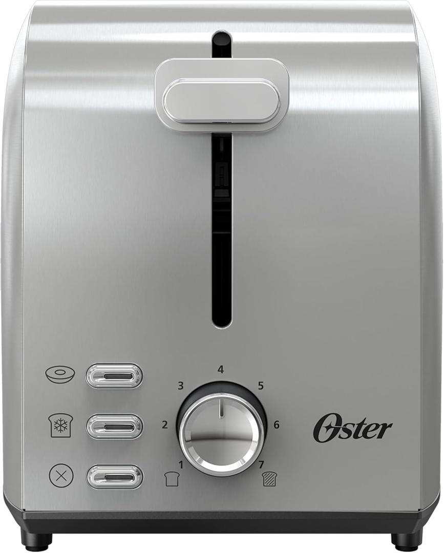 Oster 2-Slice Toaster with Extra Wide Slots, Bagel Toaster, Stainless Steel