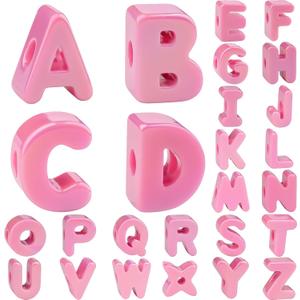 26 Pcs Cute Large Pink Letter Beads, 20mm Jumbo Square Acrylic Letter Beads, Big Letter Beads for Bracelets, Necklaces, Bagcharms, Shoelaces, Keychains, Lanyards, Letter Charms for Craft