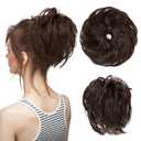 CJL HAIR Large Messy Bun Hair Piece Wavy Curly Scrunchies Synthetic Chignon Ponytail Hair Extensions Thick Updo Hairpieces for Women Dark Brown