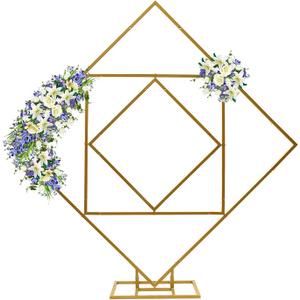 Metal Wedding Arch Large Balloon Stand 200cm High Backdrop Square Arch, Flowers Balloon Arch Frame Backdrop Stand Decoration for Party Event Outdoor Garden (Gold)