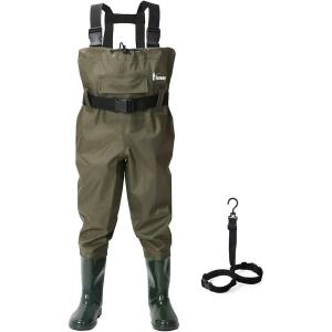 Kids Chest Waders for Toddler Children Waterproof Youth Fishing Waders for Boys Girls Hunting Waders with Insulated Boots
(4/5, Green)