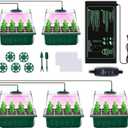 FINEST+ Seed Starter Tray with Heat Mat and Grow Light,5 Pack Seedling Starter Trays with Time Controller,Seedling Starter Tray with Adjustable Brightness,Seed Starting Kit with Adjustable Humidity