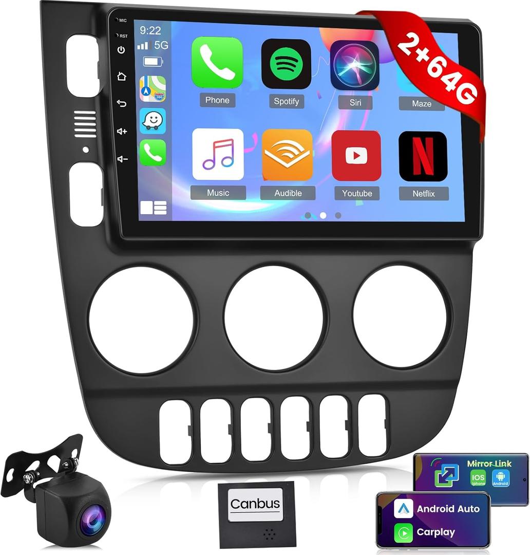 [2+64G] for Mercedes Benz W163 ML320 ML350 ML400 ML500 1997-2005 Upgrade Radio - 9 inch Android 13 Touchscreen Stereo - Carplay/Android Auto/1080P/EQ/WiFi/Mirror Link/SWC + AHD Backup Camera + Mic