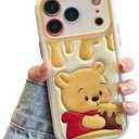 Compatible with iPhone 17 Pro Max Cute Case, Kawaii Phone Case TPU Leather Cute Bear Cartoon case Soft Rubber Shockproof Protective for iPhone 17 Pro Max Case Cover for Women Girls