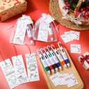 Zhanmai 30 Sets Christmas Classroom Gifts for Students Multicolor Pens with Color Your Own Bookmarks and Greeting Cards DIY Color Your Own Bookmark Craft for Kids Christmas School Classroom Gifts