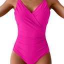 B2prity One Piece Swimsuit for Women Adjustable Double Strap V Neck Bathing Suit Tummy Control Slimming Swimwear, M