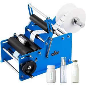 Bottle Labeling Machine with Swing Arm, Manual Round Bottle Labeler Label Applicator Adjustable Self-Adhesive Labeling Machine for 0.6-4.7 Cylinder (with Pressing bar)