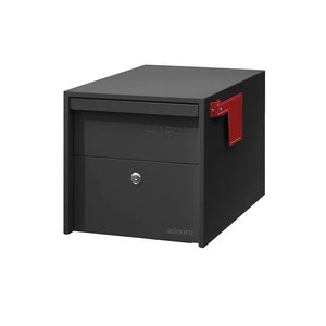 Adoorn Lockable Post Mount Mailbox | Small (Black), Size 12 x 12 x 18.5 (HxWxD) Anti-Theft Locking Mailbox with 2 Keys, Modern Mailbox with Flag, Weatherproof Mailboxes for Outside