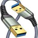 AINOPE USB to USB Cable, USB 3.0 A to A Male to Male Cable [Never Rupture] Double End Type A Cord Compatible with Hard Drive Enclosures, KVM, DVD Player, TV, Laptop Cooler,6.6Ft/Grey, 1 Pack
