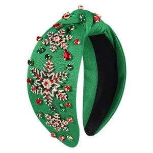Christmas Headband for Women Jeweled Xmas Snowflake Headband Embellished Crystal Pearl Knotted Headbands Wide Top Knot Holiday Hairband Christmas Hair Accessories Festive Outfits Gifts (Snowflake 1)